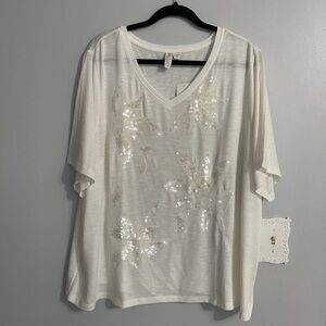 Cato White Sequin Blouse